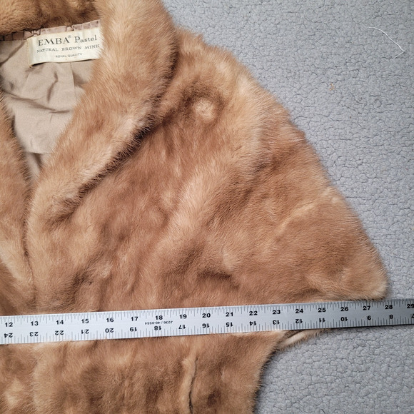 Vintage EMBA Royal Quality Pastel Natural Brown Mink Shawl Stole Wrap Cape Fur - Picture 7 of 10